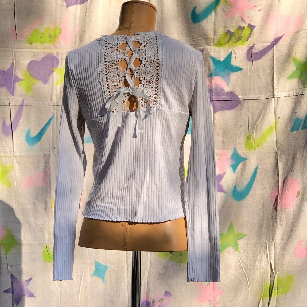 Lace back White Long Sleeve